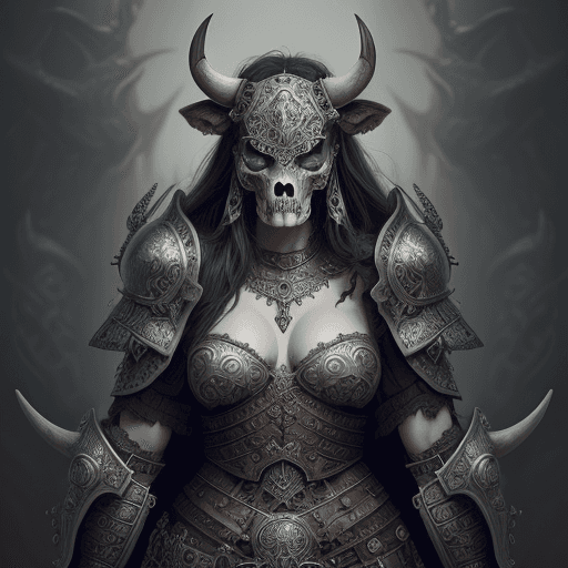 AI generated: cow skull warrior wearing viking armor, beautiful, highly detailed and intricate, hypermaximalist, o...