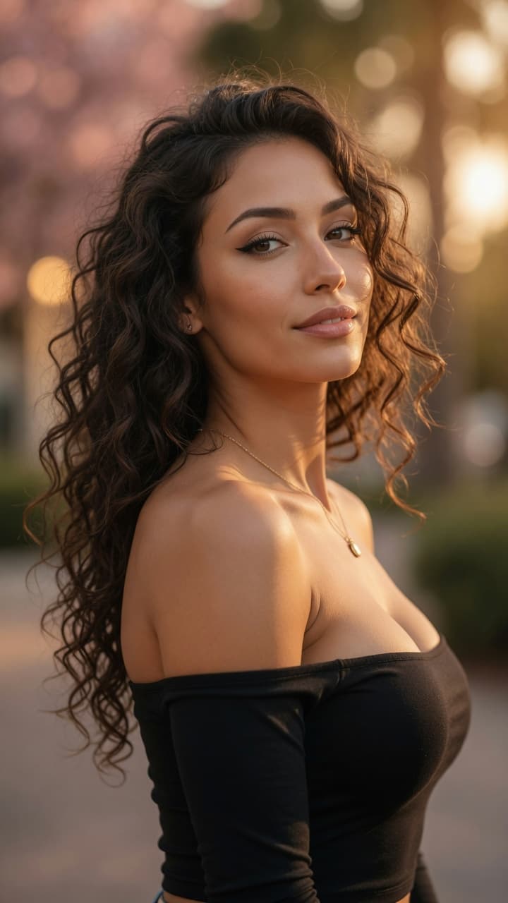 AI generated: Ultra-realistic three-quarter portrait photograph of a beautiful athletic young woman with thin deli...
