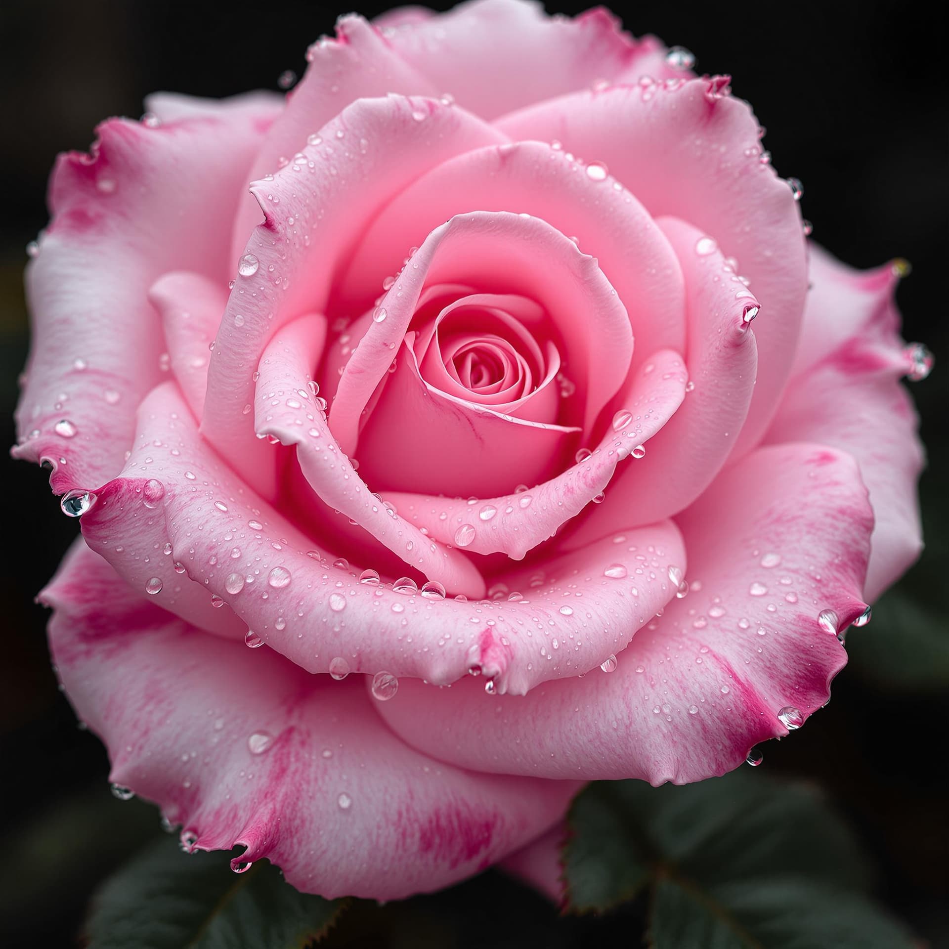 AI generated: a pink rose with water drops, in the style of webcam photography, francine van hove, soft, dreamy sc...