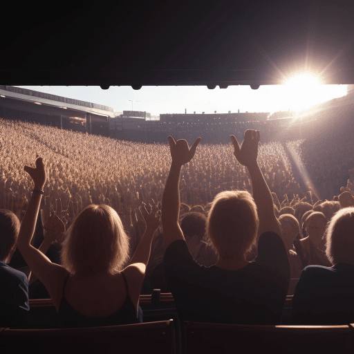 AI generated: People applauding at a concert , daylight, indirect lighting, magazine, 