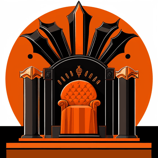 AI generated: icon/logo restaurant, illustration logo, orange, black, high detail, belqees throne.