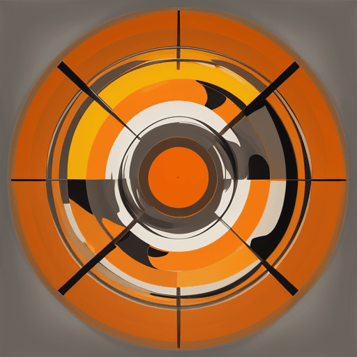 AI generated: water lily abstract realism painting in orange and gray with modern brush techniques, cubist style, ...