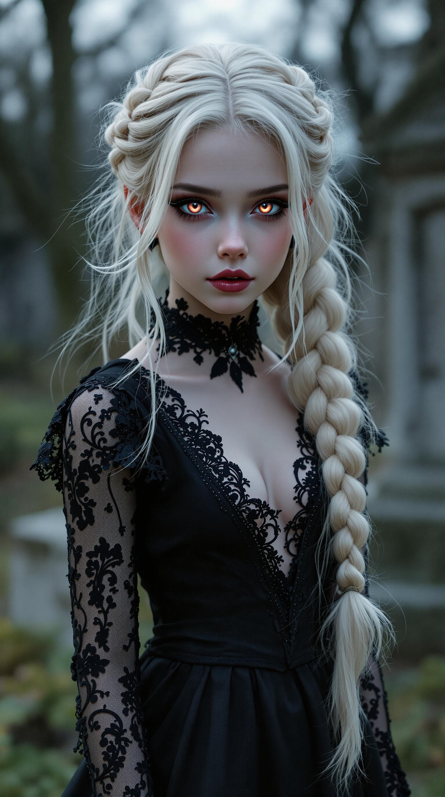 AI generated: a professional photo of a exceptionally of the most beautiful Russian vampire girl in the world, (ag...