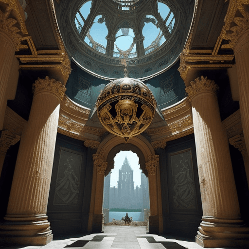 AI generated: gothic In the magnificent ancient city ruins at the depths of the deep sea, at the heart of the city...
