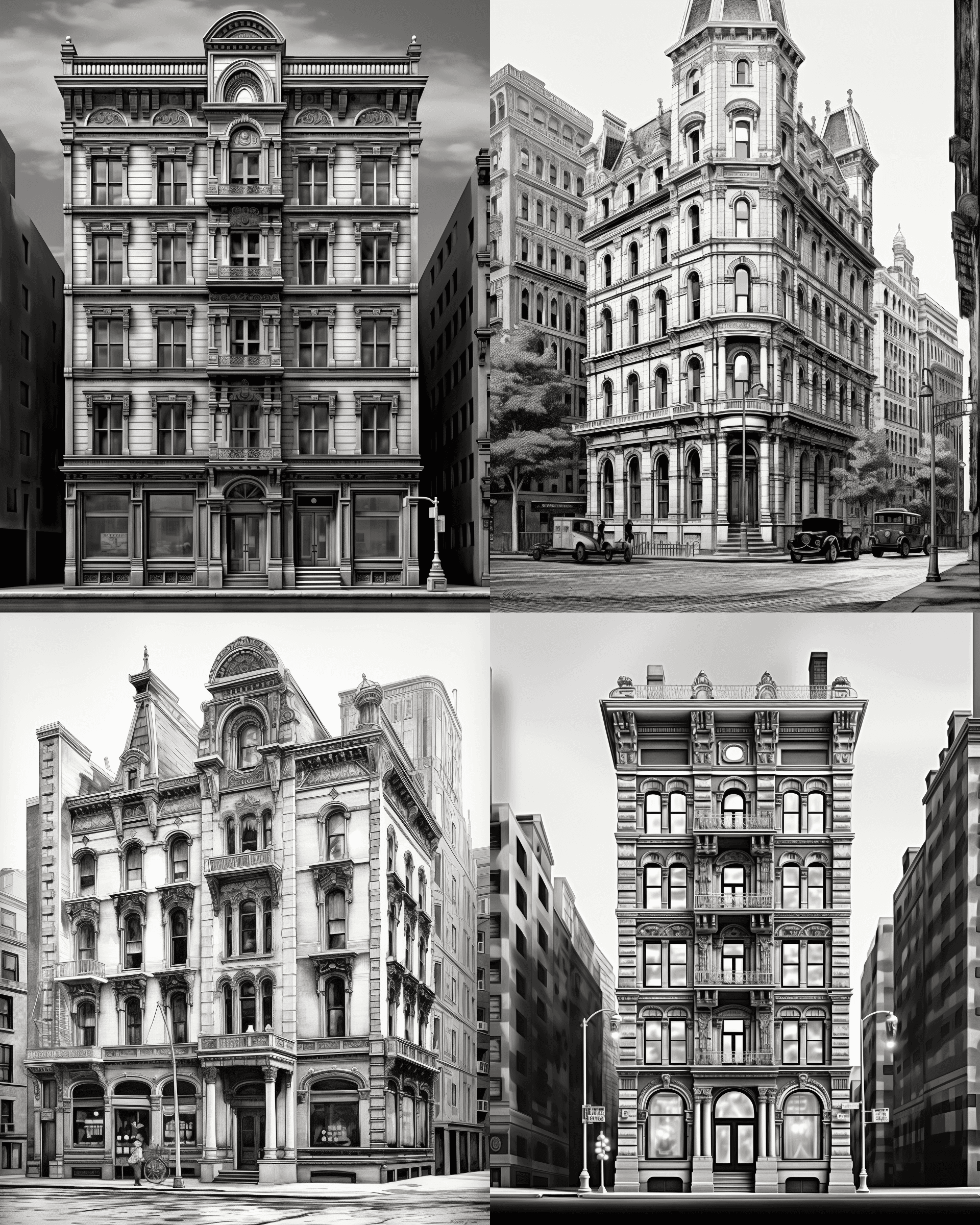 AI generated: an old black and white photo of the bellevue hotel in new york city, in the style of architectural i...