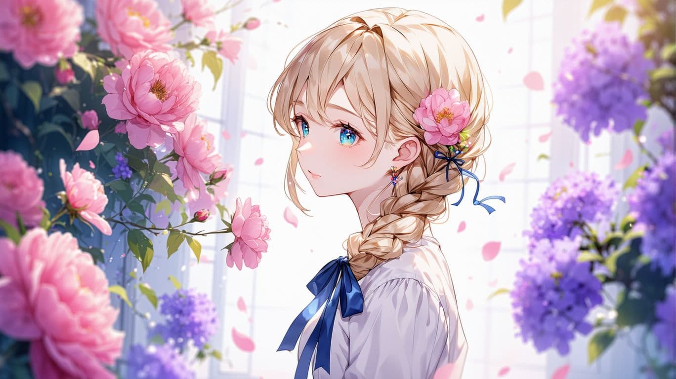 AI generated: The image is an illustration of a young girl with blonde hair and blue eyes. She is wearing a white ...