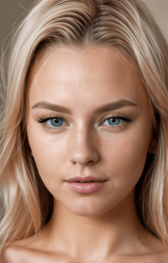 AI generated: a portrait of a woman, blonde, cult hair, depth of field, 35mm photo, realistic skin, realistic face...
