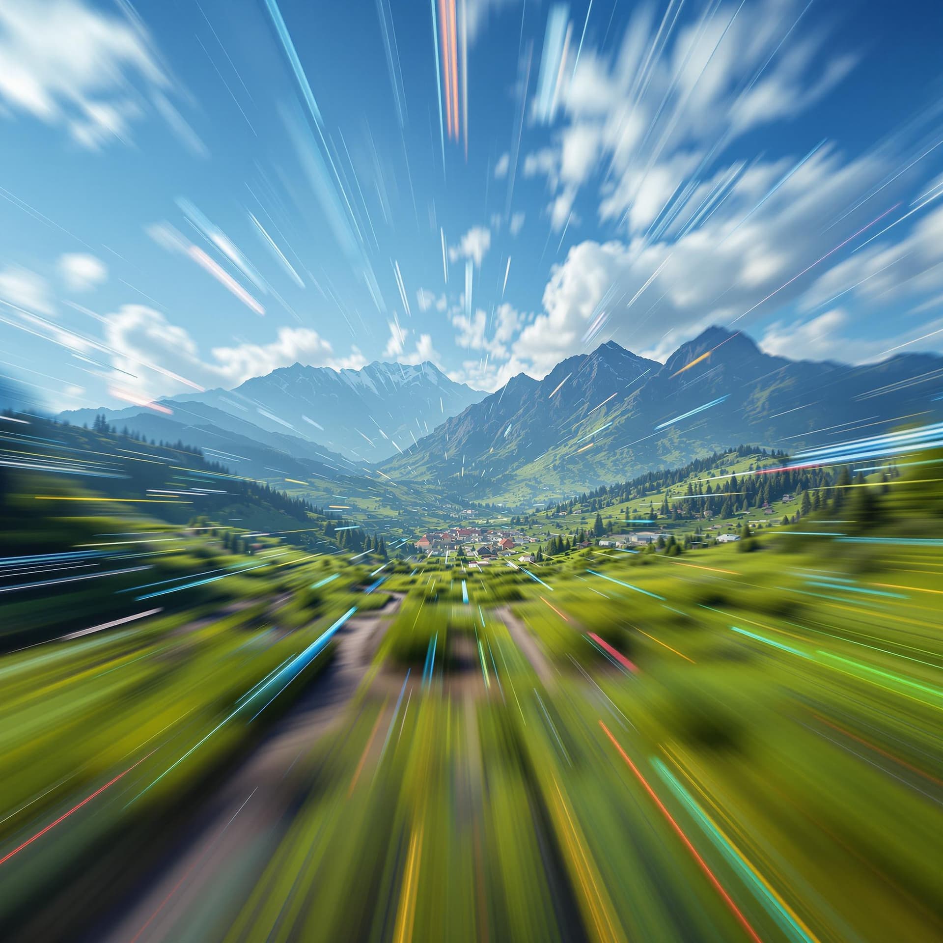 AI generated: Parallax effect causes foreground elements to move faster than the background, creating a sense of d...