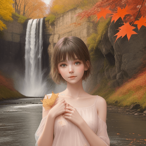 AI generated: an angel girl with delicate skin and a slight blush is very glad to meet you, the background of the ...