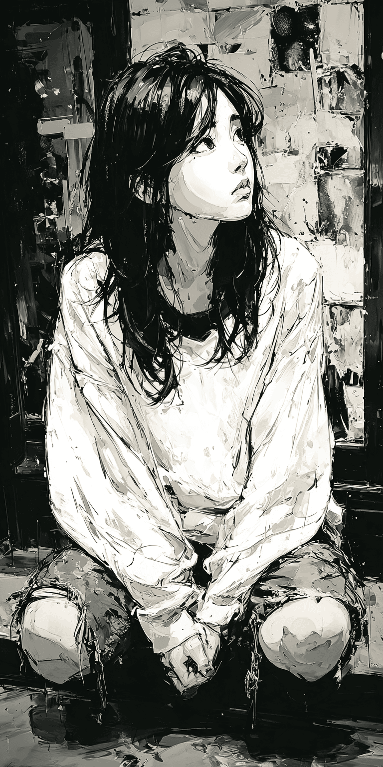 AI generated: painting of a woman sitting by a window, palette knife technique, heavy impasto --chaos 75 --ar 1:2 ...