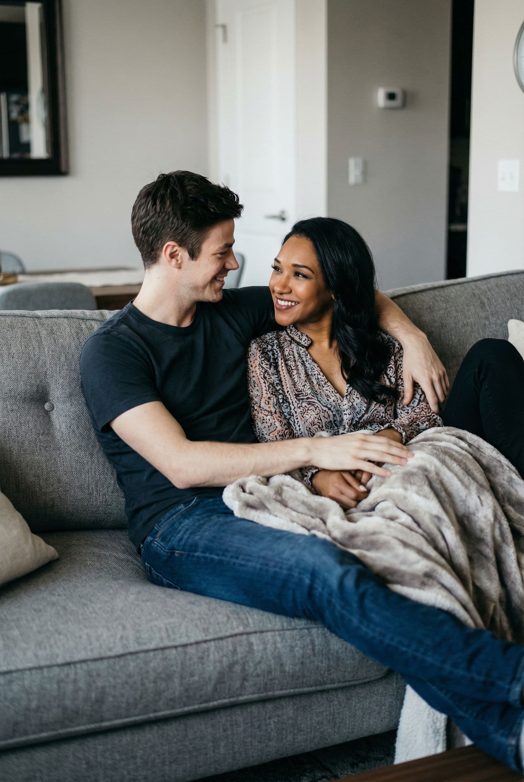 AI generated: The Flash CW Grant Gustin and Candice Patton have sex on a sofa