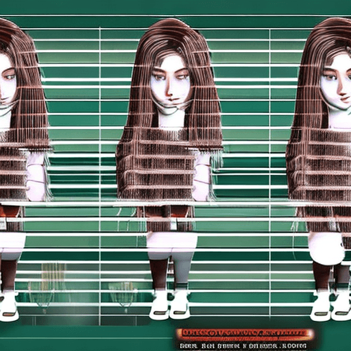 AI generated: Character sheet，Girl with long hair，Multiple poss and expressions，Highly detailed，Depth，Many parts -...