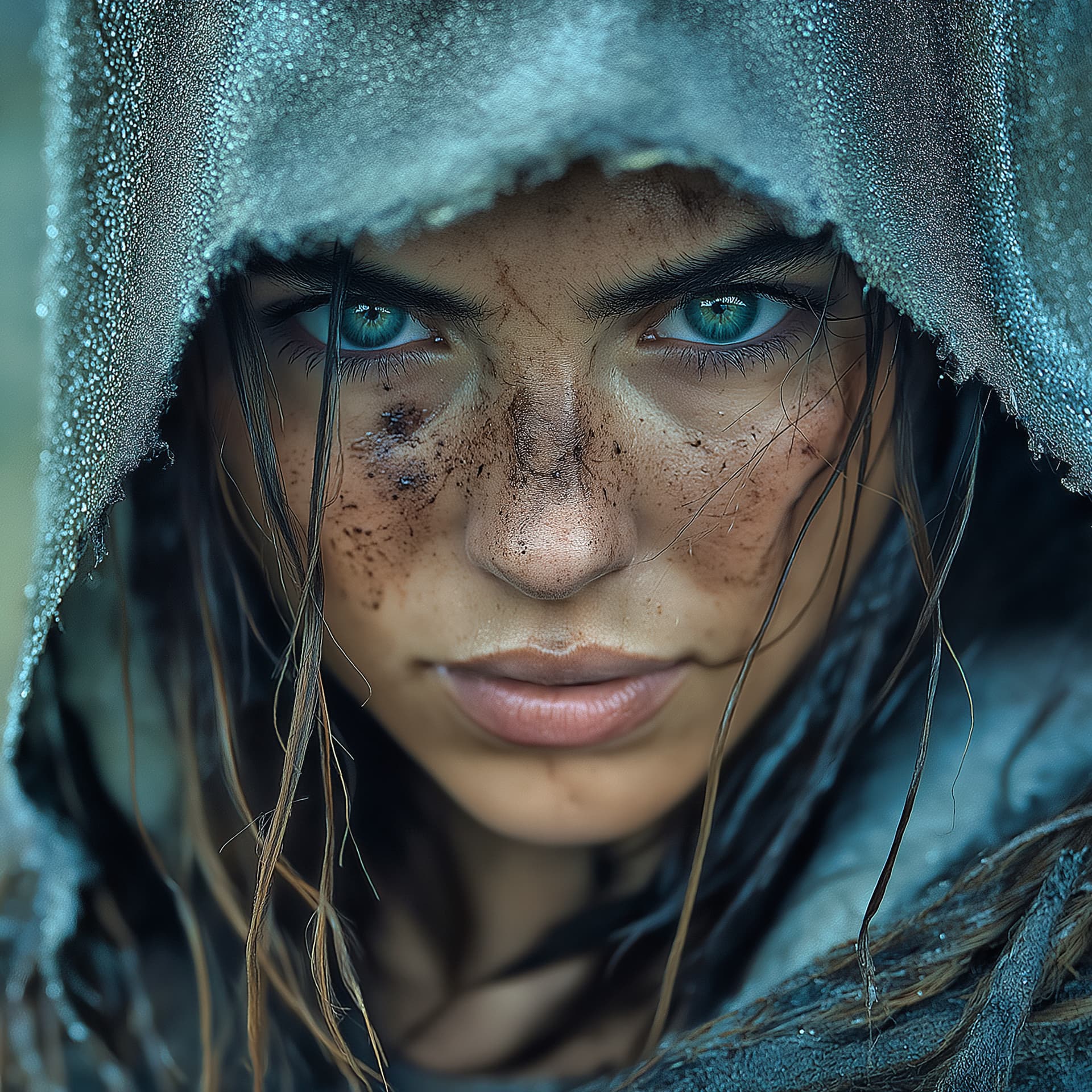 AI generated: A 21-year-old warrior, reminiscent of Ronja Räubertochter,low light,masterpiece, cinematic... --styl...
