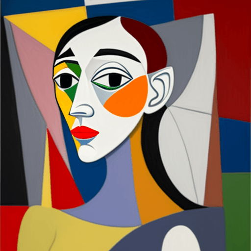 AI generated: woman, oil on canvas, in the style of Pablo Picasso, cubism, density of forms, i can't believe how b...