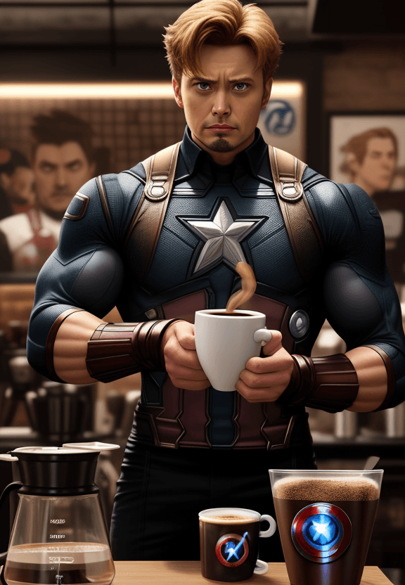 AI generated: Avengers but Coffee Baristas: Serve up a super-powered cup of joe as the Avengers become talented co...