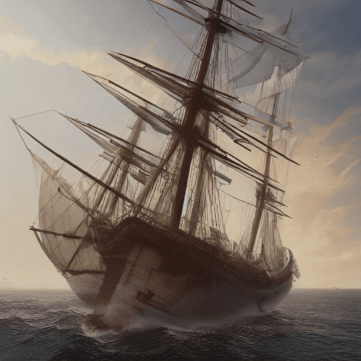 AI generated: Photo of a ultra realistic sailing ship, dramatic light, pale sunrise, cinematic lighting, battered,...