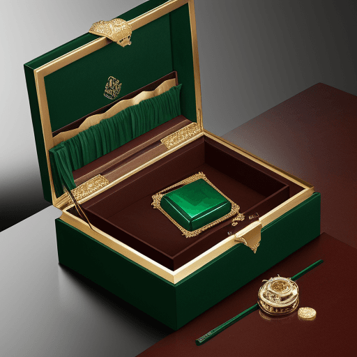 AI generated: Create a detailed conceptual design highlighting a luxury emerald product experience designed for th...