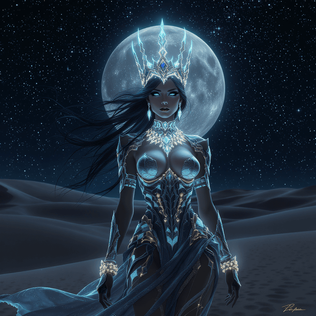 AI generated: A detailed and atmospheric illustration, full body shot of a young beautiful European female neon cr...