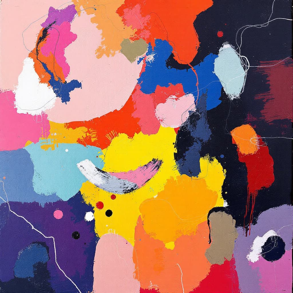 AI generated: A captivating collection of abstract paintings that delve into the connection between color, shape, ...