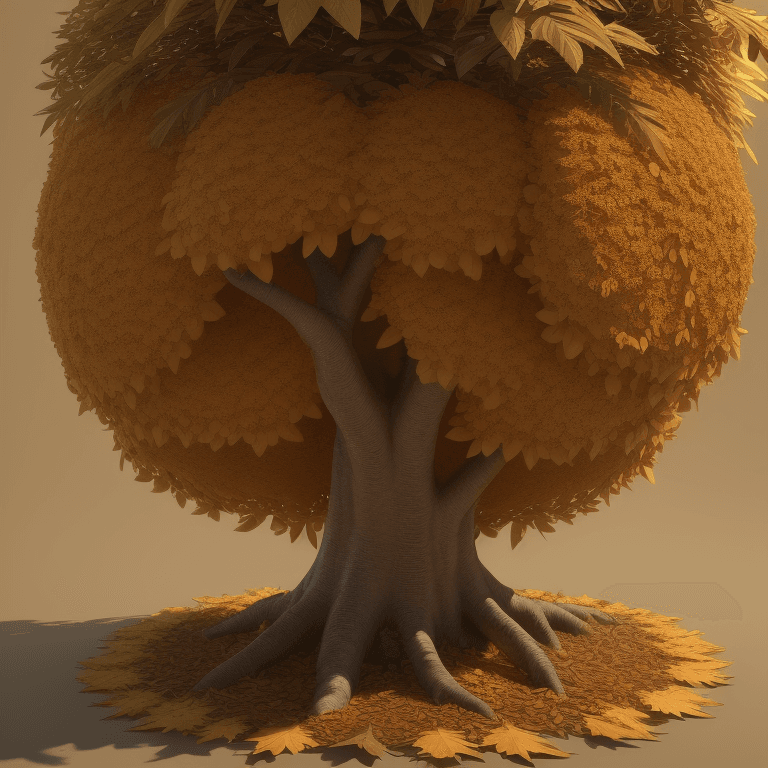 AI generated: 
drawing of a Brazilian tree with a crown formed by leaves. Golden and brown color. high detail, oct...