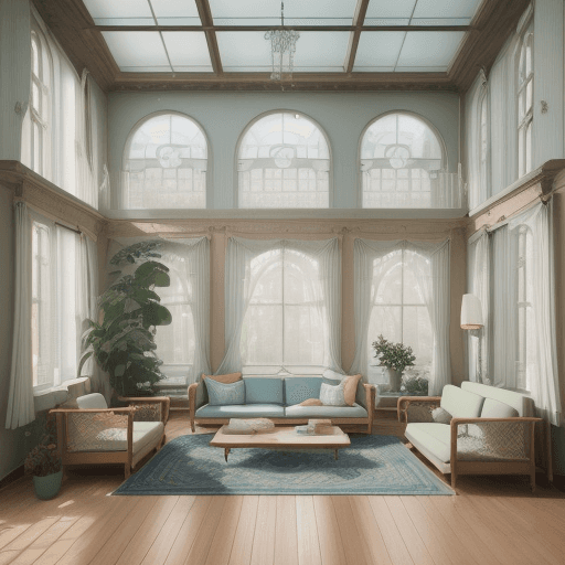 AI generated: High resolution photography interior design, dreamy sunken living room conversation pit, wooden floo...