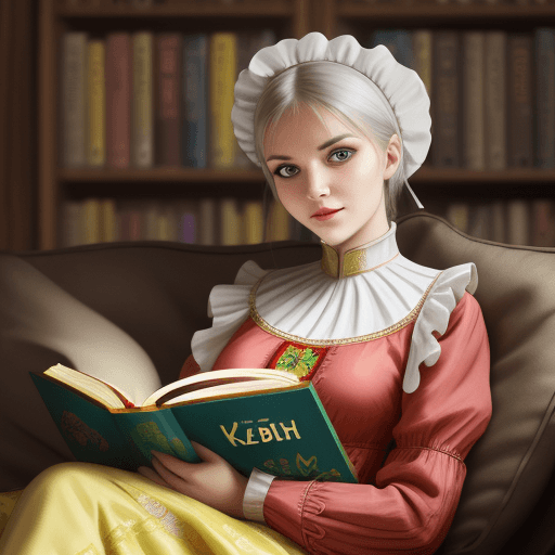 AI generated: Ukrainian woman in national costume who reads a Ukrainian book with love and interest