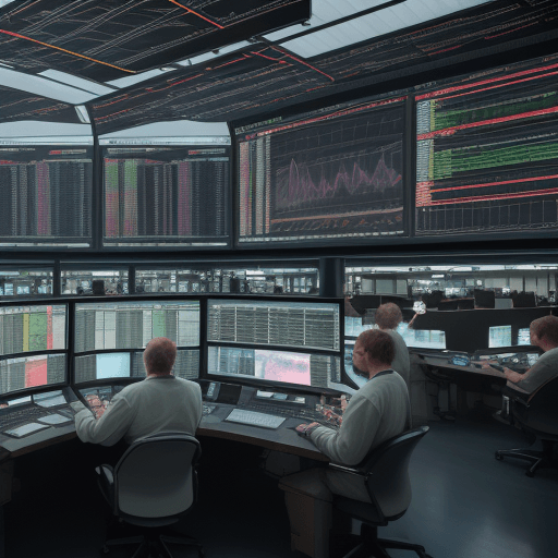 AI generated: High resolution colurfull photography office, dmultiple trading computer screens, photorealistic, re...