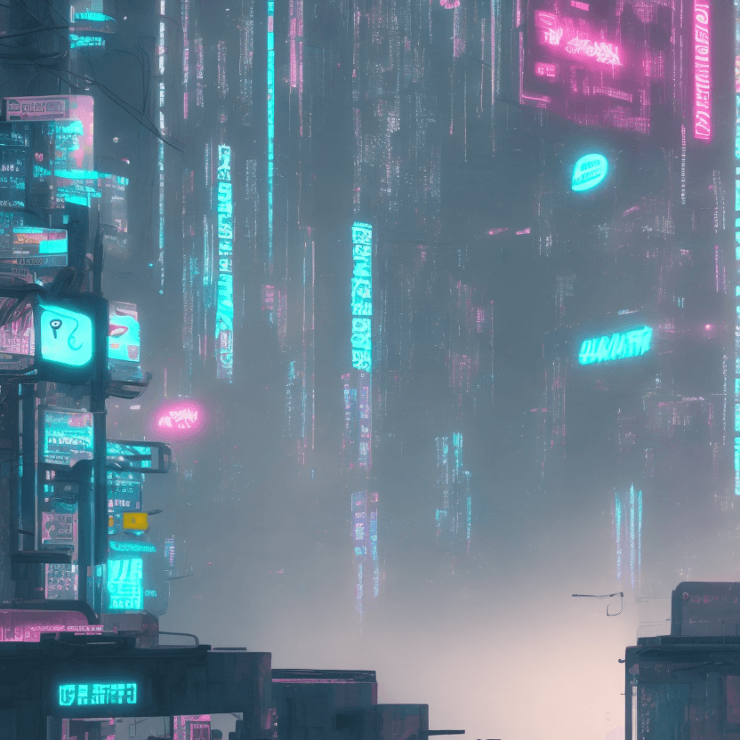 AI generated: close up cyberpunk at atm light fog, 8k