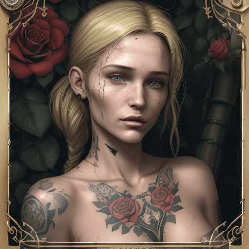AI generated: Tarot card, Close up face shot of a beautiful woman looking at the camera, (((card title surrounded ...