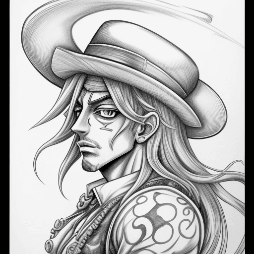 AI generated:  Gyro Zeppeli, drawn in an ink drawing style, facing forward