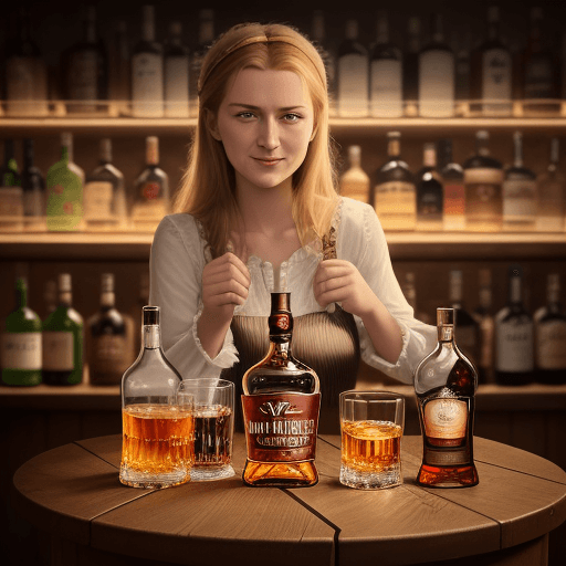 AI generated: Die heilige Luzia trägt eine flasche Whisky