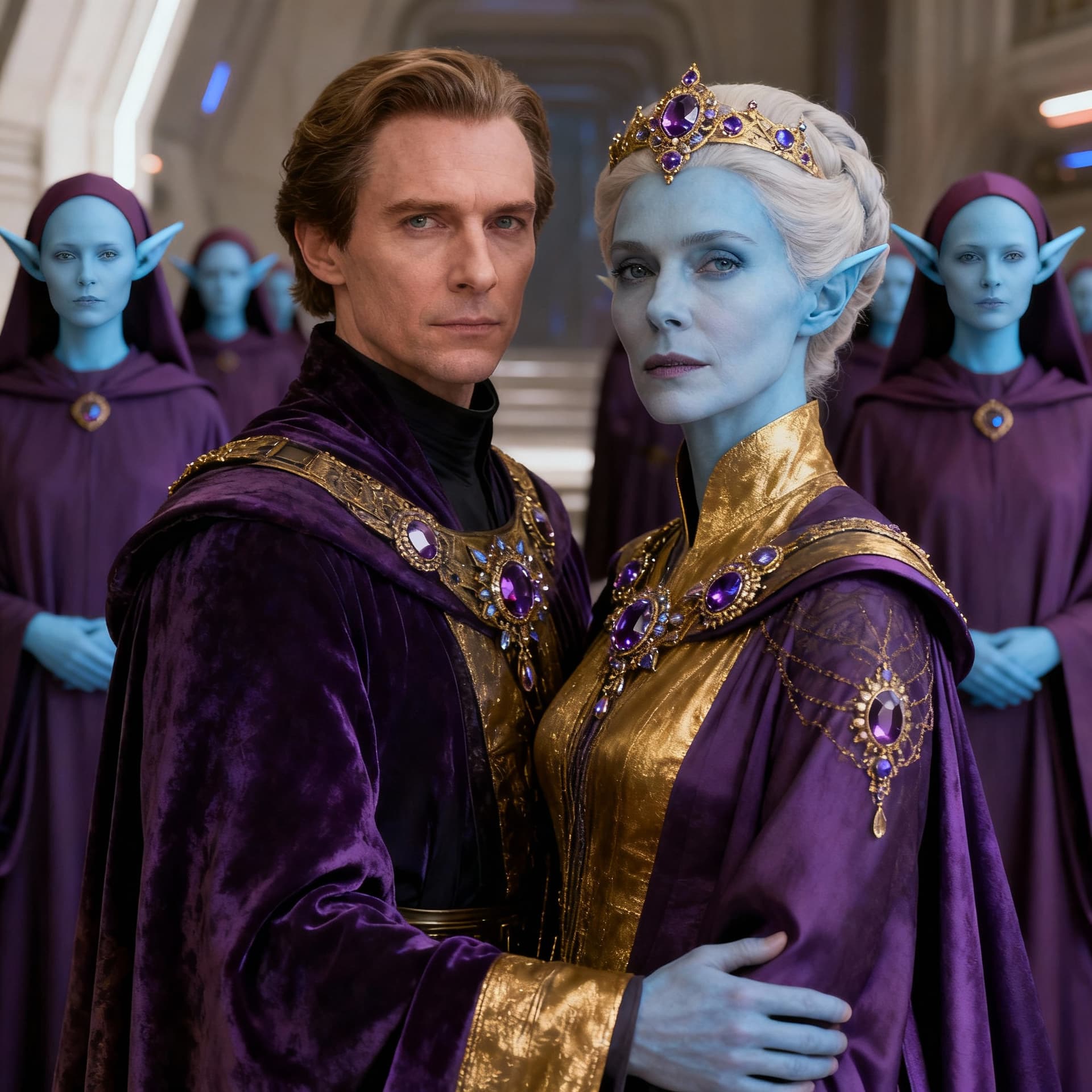 AI generated: Image is a high-resolution close up hyper realistic digital artwork depicting royal elite couple wit...