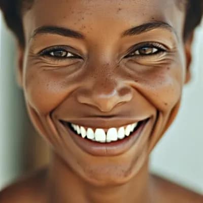 AI generated video: the woman smiles at the camera