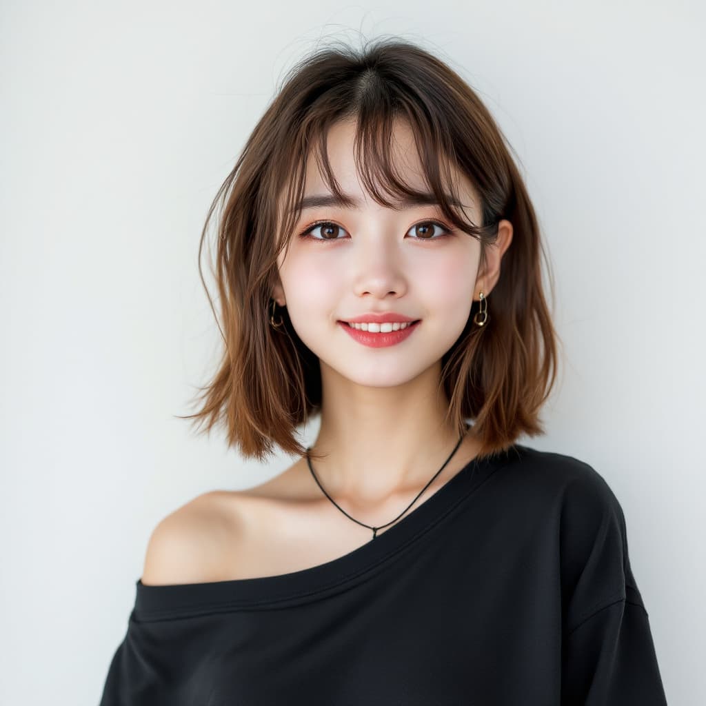AI generated: beautiful amateur image of an 18 year old Japanese girl, with a rebellious look and a mischievous sm...
