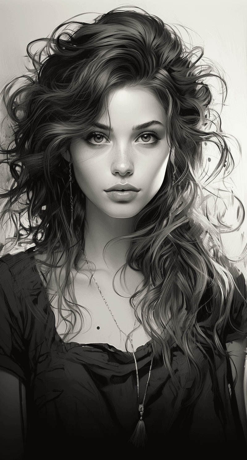 AI generated: free pencil drawings, in the style of beautiful women, magali villeneuve, vicente romero redondo, ra...