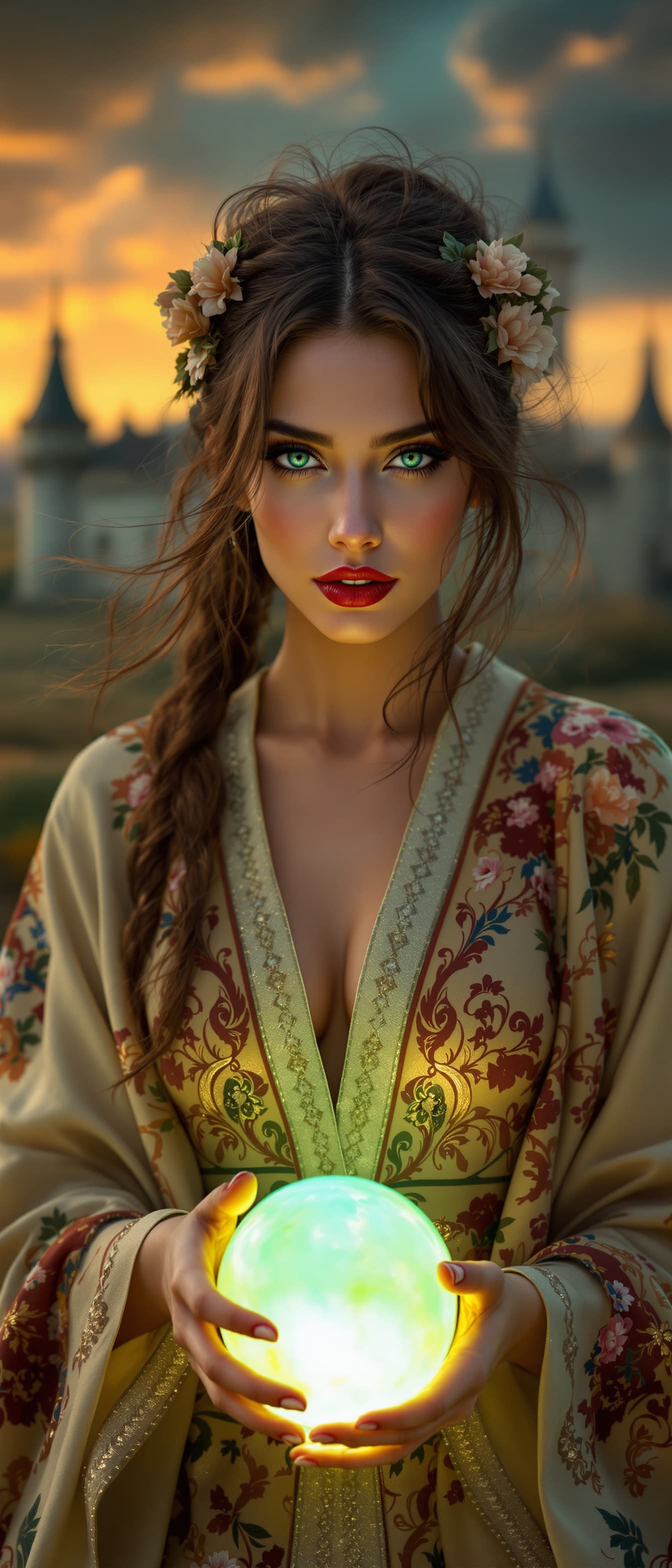AI generated: "Image is a high resolution close up head and torso portrait, of a lithe supermodel, early 20s. She ...