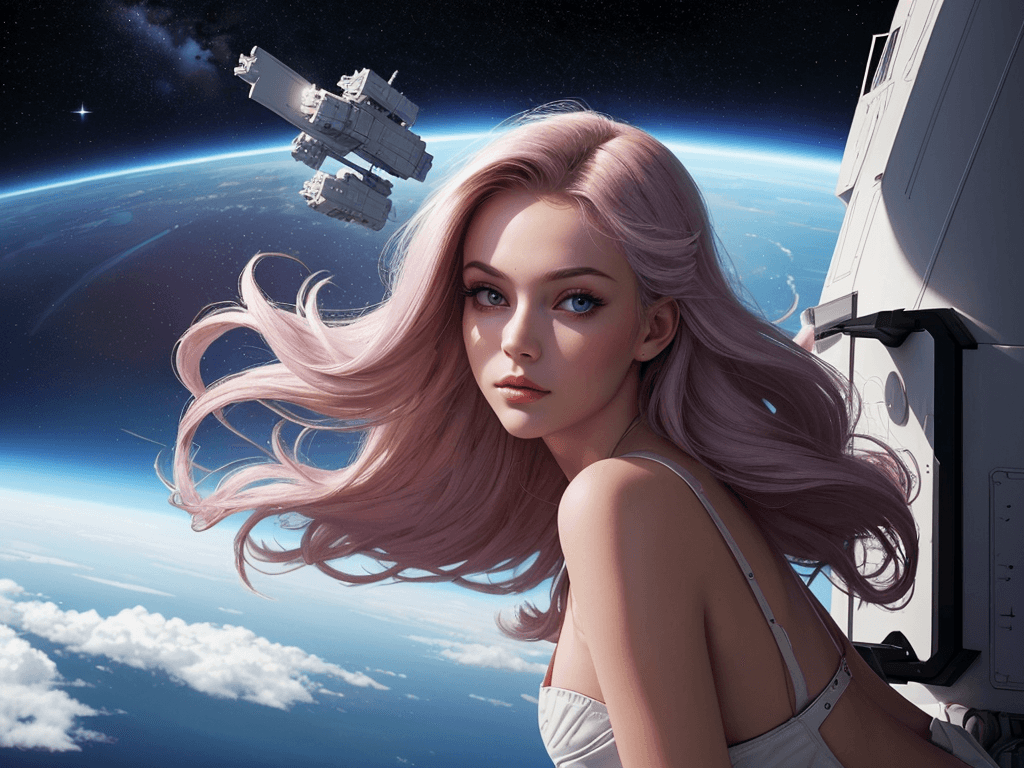 AI generated: absolutey stunning, beautiful space girl, in a ship