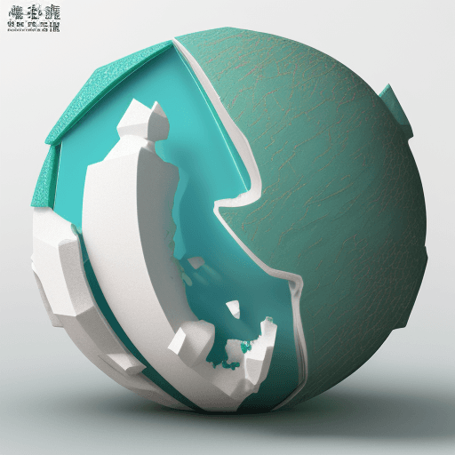 AI generated: 3d, the earth look like piece of sushi, paper work, cyan, and white with emerald green, rough-textur...