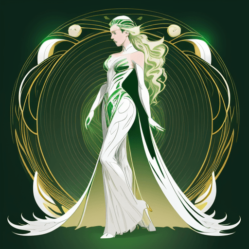 AI generated: 2D silhouette art of Arwen portrayed by (Vanessa Kirby), majestic forest, ethereal lights, fusion be...