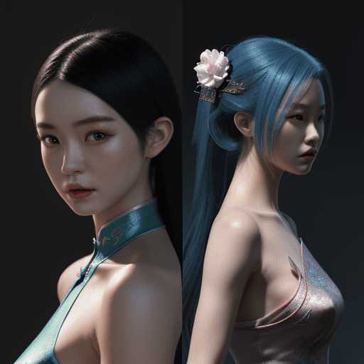 AI generated: chinese fairy, front and side view   hyper realism, high detail, octane render