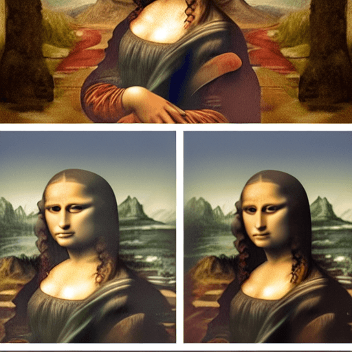 AI generated: Photo of a ultra realistic Mona Lisa she puts her hands below her chin and smiling while Leonardo da...