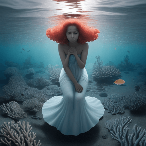 AI generated: "En el profundo abrazo del océano, en medio de las aguas cristalinas de un arrecife de coral, una si...