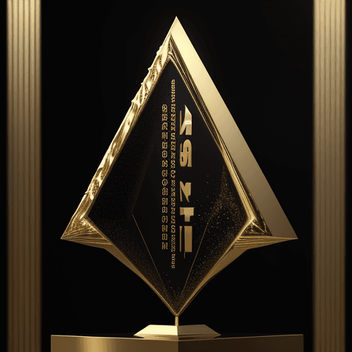 AI generated: Award shaped like Hotel building, gold splash, black background, octane render, trending on artstati...