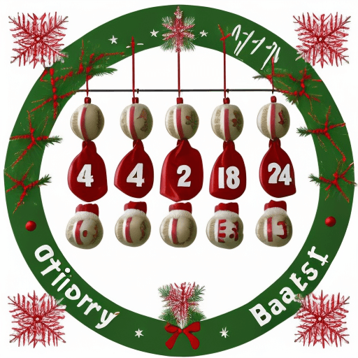 AI generated: A Christmas-themed logo for a product called "Jingle Baits". It's an advent calendar with fishing ba...