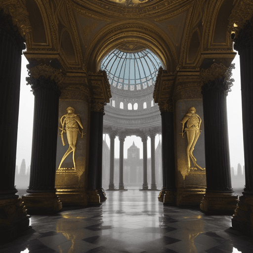 AI generated: gothic In the magnificent ancient city ruins at the depths of the deep sea, at the heart of the city...