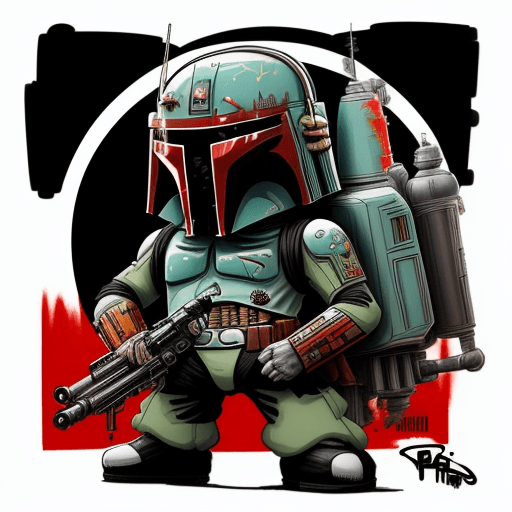 AI generated: star wars boba fett by chris phu 1, in the style of graffiti-influenced style, cartoonish humor, sil...