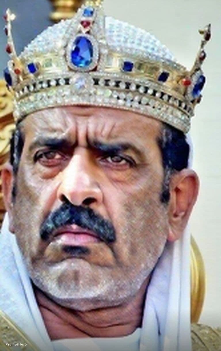 AI generated: An ultra-realistic, zoomed-out, front-facing, full-body portrait of King Abraha, the ruthless ruler ...