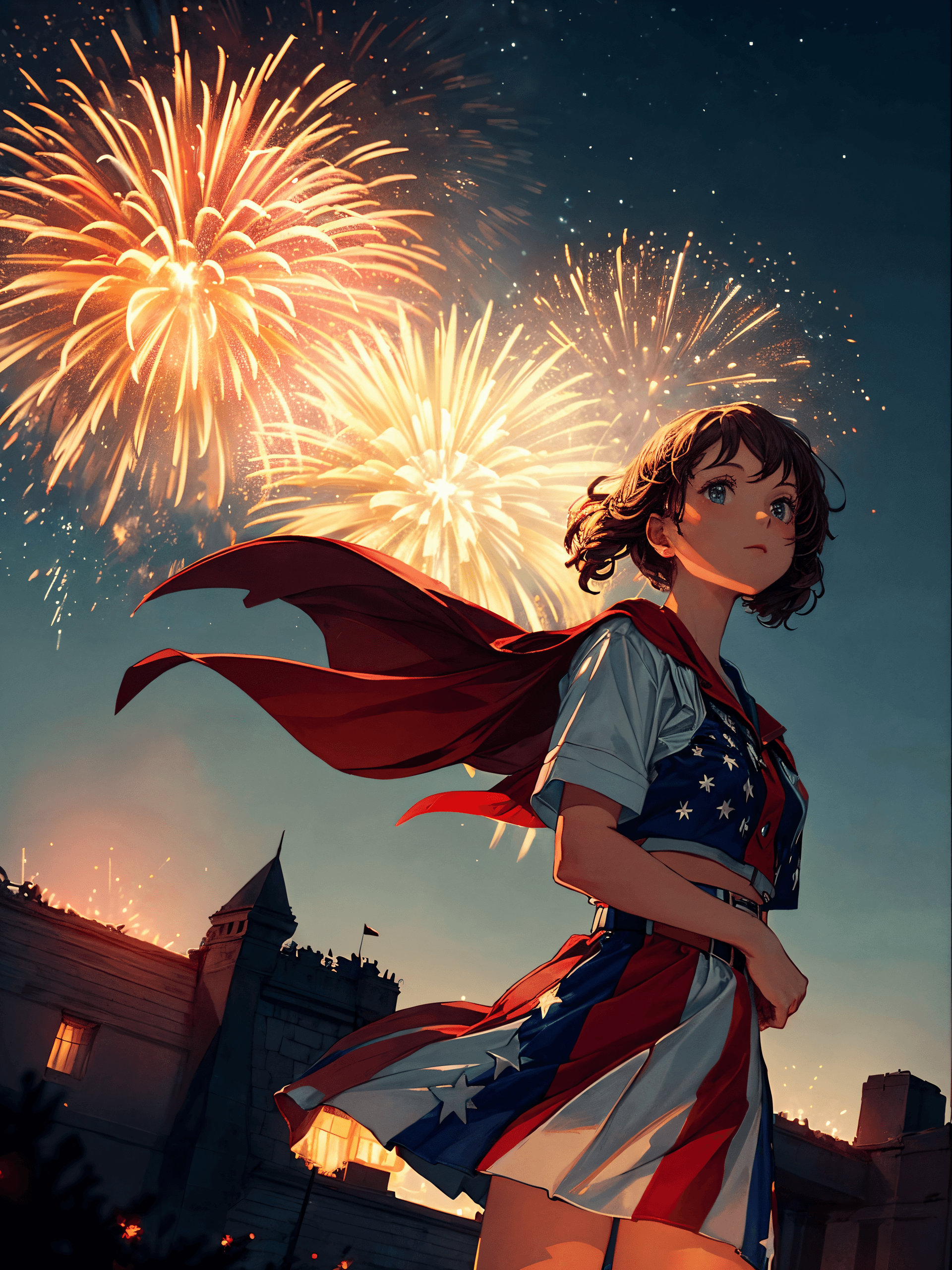 AI generated: (Award Winning , Masterpiece, Illustration:1.2) , The Personification of (Independence Day Holiday:1...
