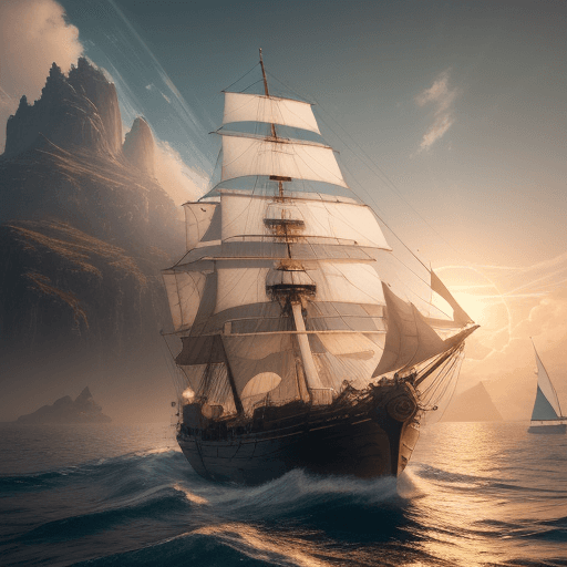 AI generated: Photo of a ultra realistic sailing ship, dramatic light, pale sunrise, cinematic lighting, battered,...