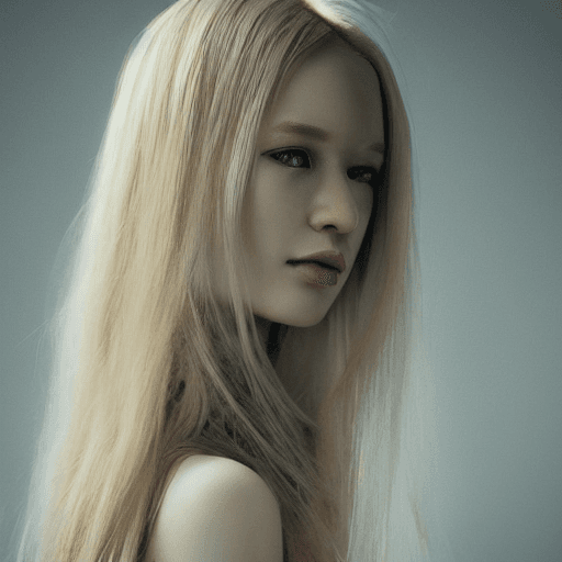 AI generated: the portrait of a long blonde hair beautiful girl, cinematic lighting, photorealistic, dress made fr...